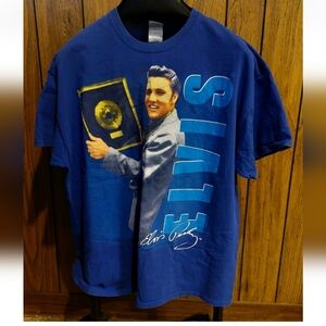 Blue Elvis Presley Graphic T-Shirt XL 1956 The Begining Of The Never Ending
